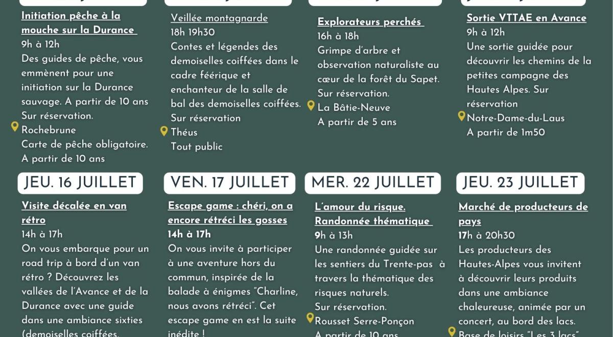 programme rendez-vous de l'été - Juillet