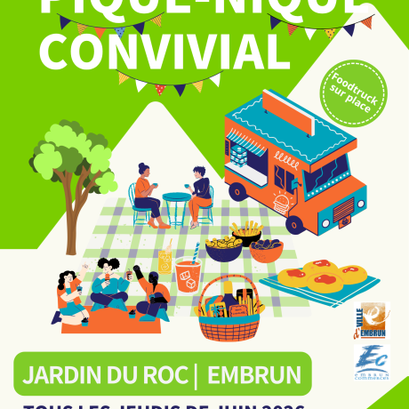 Pique-nique convivial au Jardin du roc_Embrun - Affiche pique-nique convivial