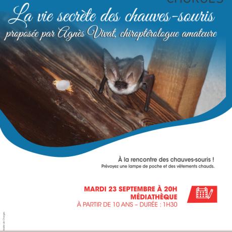 Conférence "La vie secrète des chauves-souris" Médiathèque de CHORGES - Conférence "La vie secrète des chauves-souris" Médiathèque de CHORGES