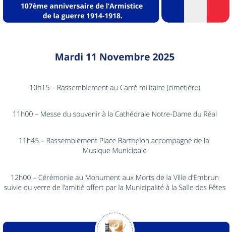Cérémonie de Commémoration de l’Armistice du 11 novembre 1918_EMBRUN - Cérémonie de Commémoration de l’Armistice du 11 novembre 1918_EMBRUN