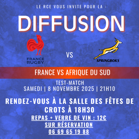 Diffusion du match de rugby France/Afrique du Sud CROTS - Diffusion du match de rugby France/Afrique du Sud CROTS