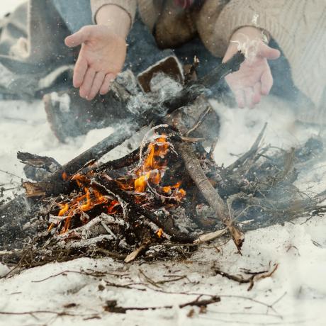 Atelier survie - Le Sauze - Feu dans la neige